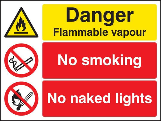 16227K Danger flammable vapour no smoking no naked lights Rigid Plastic (400x300mm) Safety Sign