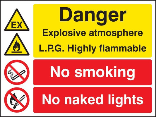 16234K Explosive atmosphere lpg highly flammable no smoking/naked light Rigid Plastic (400x300mm)