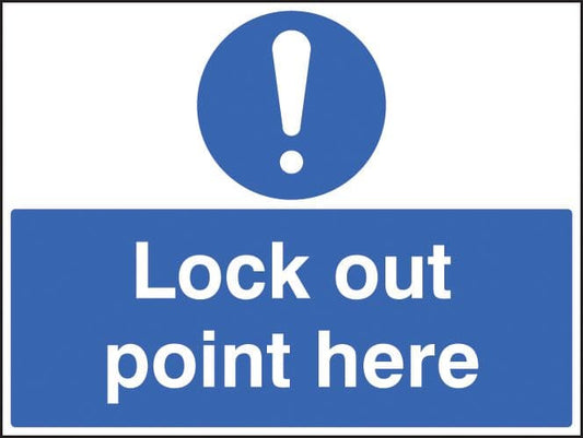 16248Q Lockout point here Rigid Plastic (600x450mm) Safety Sign