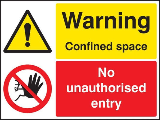 16265H Warning confined space no unauthorised entry Rigid Plastic (300x250mm) Safety Sign