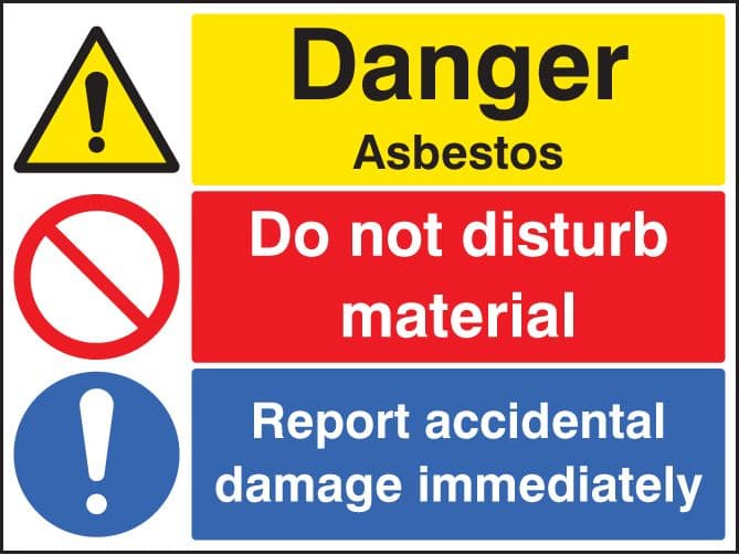 16270K Danger asbestos do not disturb material report damage Rigid Plastic (400x300mm) Safety Sign