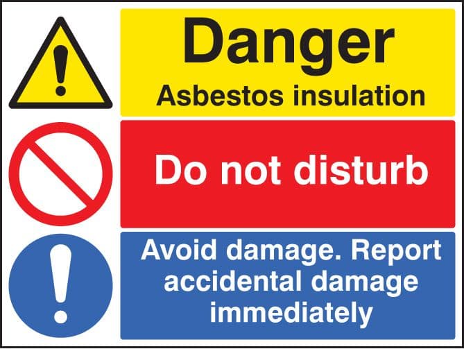 16273K Asbestos insulation, do not disturb, report damage Rigid Plastic (400x300mm) Safety Sign