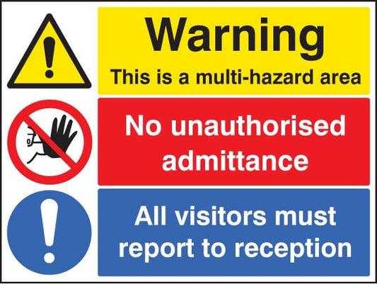 16274K Multi hazard area, no unauthorised admittance, visitors reception Rigid Plastic (400x300mm)