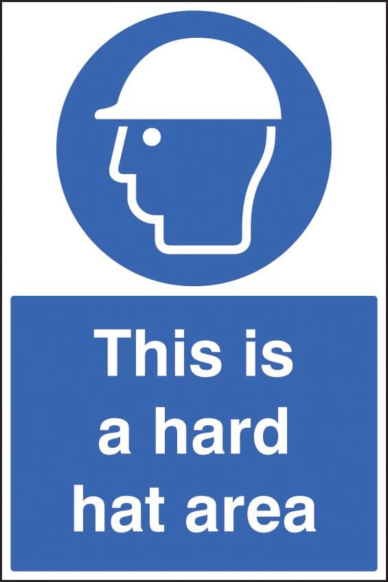 16402M This is a hard hat area Rigid Plastic (600x200mm) Safety Sign