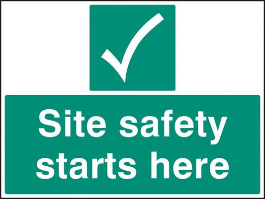 16412K Site safety starts here Rigid Plastic (400x300mm) Safety Sign