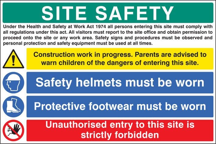16413W Site safety - H&S act Rigid Plastic (900x600mm) Safety Sign