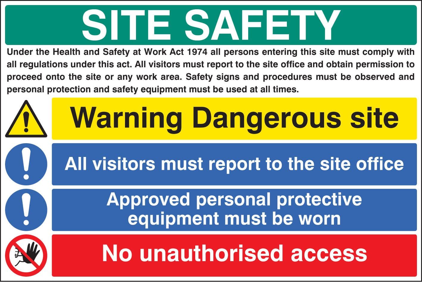 16416W Site safety - visitors, access, protective clothing Rigid Plastic (900x600mm) Safety Sign