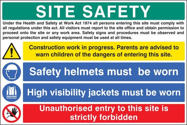 16420W Site safety - construction work in progress Rigid Plastic (900x600mm) Safety Sign