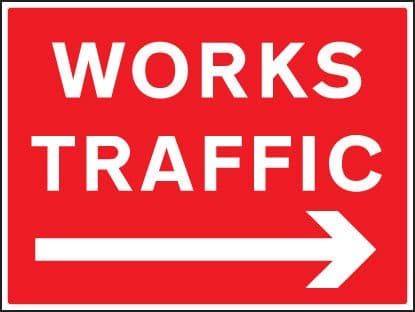16426Q Works traffic --> Rigid Plastic (600x450mm) Safety Sign