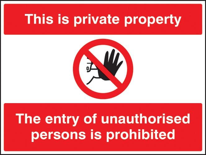 16433Q This is private property the entry of unauthorised persons Rigid Plastic (600x450mm)