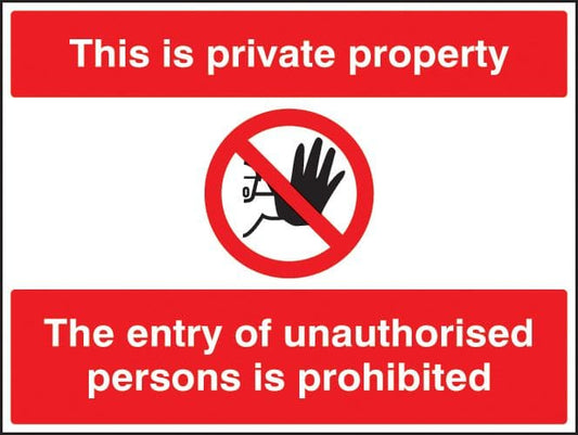16433Q This is private property the entry of unauthorised persons Rigid Plastic (600x450mm)