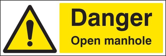 16454M Danger open manhole Rigid Plastic (600x200mm) Safety Sign