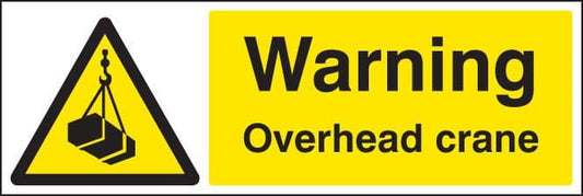 16455G Warning overhead crane Rigid Plastic (300x100mm) Safety Sign