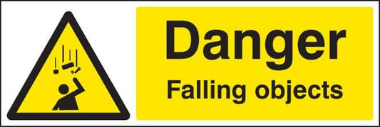 16456G Danger falling objects Rigid Plastic (300x100mm) Safety Sign