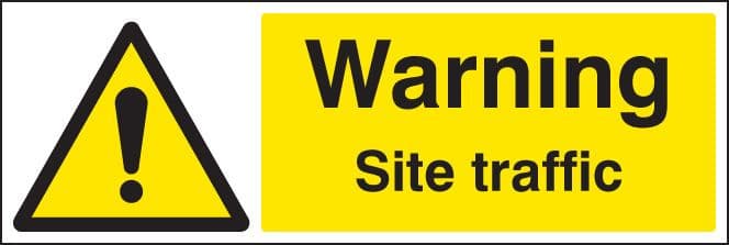 16460M Warning site traffic Rigid Plastic (600x200mm) Safety Sign