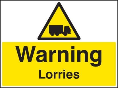16462Q Warning lorries Rigid Plastic (600x450mm) Safety Sign