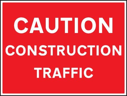 16470Q Caution construction traffic Rigid Plastic (600x450mm) Safety Sign