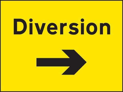 16475Q Diversion right arrow Rigid Plastic (600x450mm) Safety Sign