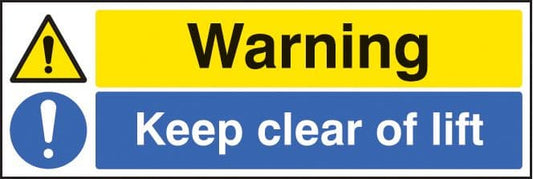 16505G Warning keep clear of lift Rigid Plastic (300x100mm) Safety Sign