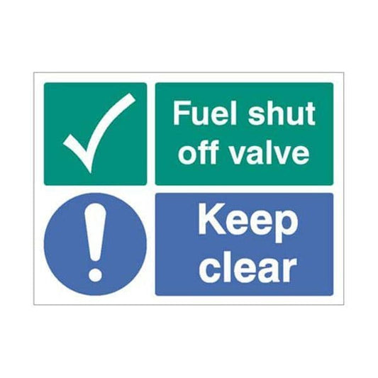 16593K Fuel shut off valve Keep clear sign - Rigid Plastic (400x300mm)