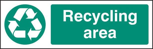 16611M Recycling area Rigid Plastic (600x200mm) Safety Sign