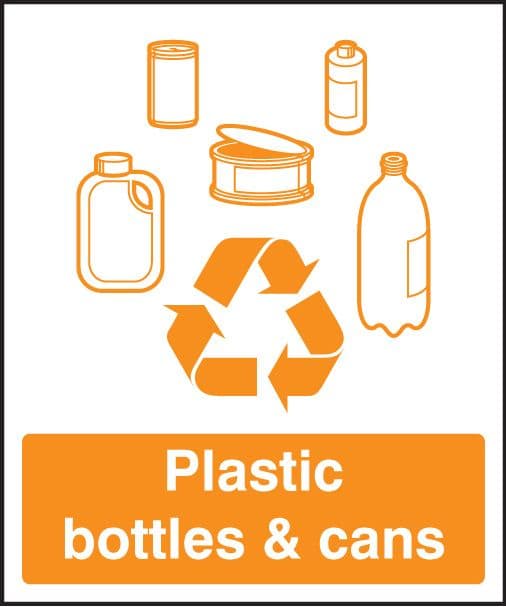 16618H Plastic bottles & cans recycling Rigid Plastic (300x250mm) Safety Sign