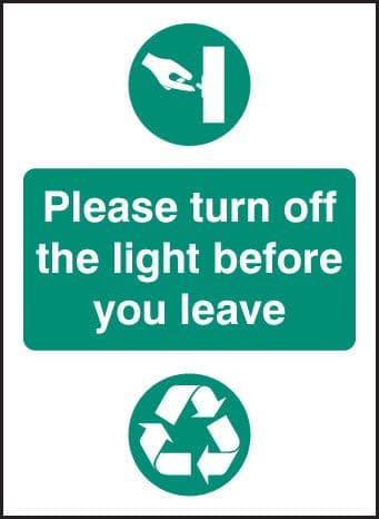 16620A Please turn off light before you leave Rigid Plastic (100x75mm) Safety Sign