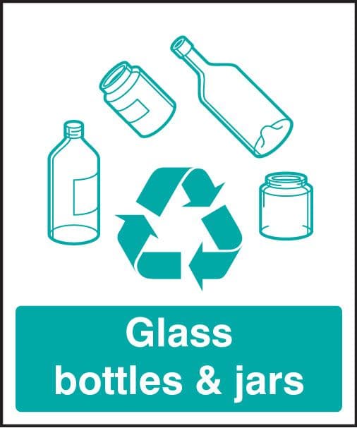 16623H Glass bottles & jars recycling Rigid Plastic (300x250mm) Safety Sign