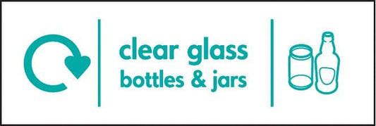16639M WRAP Recycling Sign - Clear glass bottles & jars Rigid Plastic (600x200mm) Safety Sign
