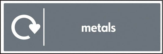 16645M WRAP Recycling Sign - Metals Rigid Plastic (600x200mm) Safety Sign