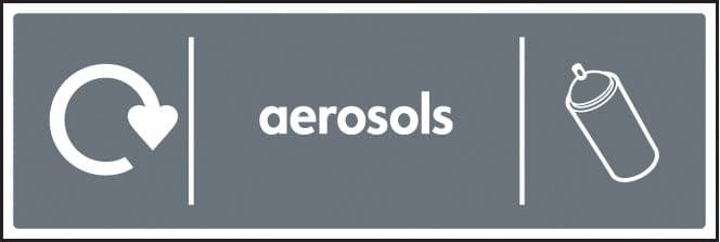 16649M WRAP Recycling Sign - Aerosols Rigid Plastic (600x200mm) Safety Sign