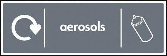 16649M WRAP Recycling Sign - Aerosols Rigid Plastic (600x200mm) Safety Sign