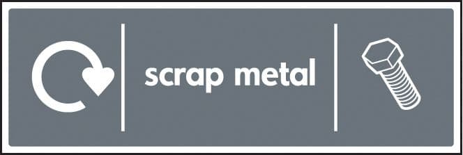 16650M WRAP Recycling Sign - Scrap metal Rigid Plastic (600x200mm) Safety Sign