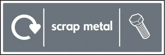16650M WRAP Recycling Sign - Scrap metal Rigid Plastic (600x200mm) Safety Sign