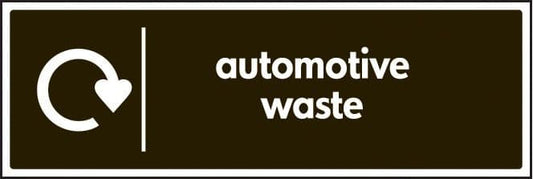 16651M WRAP Recycling Sign - Automotive waste Rigid Plastic (600x200mm) Safety Sign
