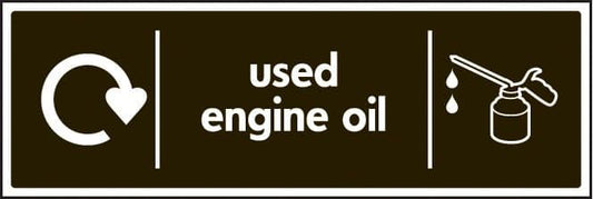 16652M WRAP Recycling Sign - Used engine oil Rigid Plastic (600x200mm) Safety Sign