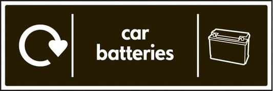 16653M WRAP Recycling Sign - Car batteries Rigid Plastic (600x200mm) Safety Sign