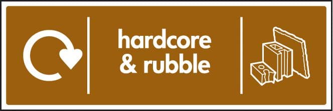 16657M WRAP Recycling Sign - Hardcore & rubble Rigid Plastic (600x200mm) Safety Sign