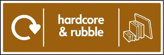 16657M WRAP Recycling Sign - Hardcore & rubble Rigid Plastic (600x200mm) Safety Sign