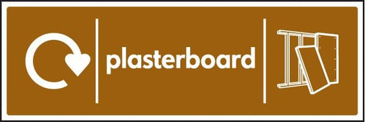 16659M WRAP Recycling Sign - Plasterboard Rigid Plastic (600x200mm) Safety Sign