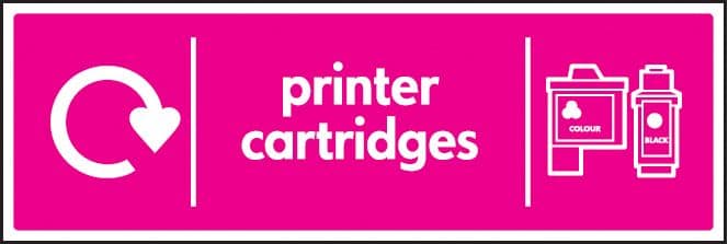 16664M WRAP Recycling Sign - Printer cartridges Rigid Plastic (600x200mm) Safety Sign