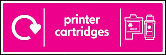 16664M WRAP Recycling Sign - Printer cartridges Rigid Plastic (600x200mm) Safety Sign