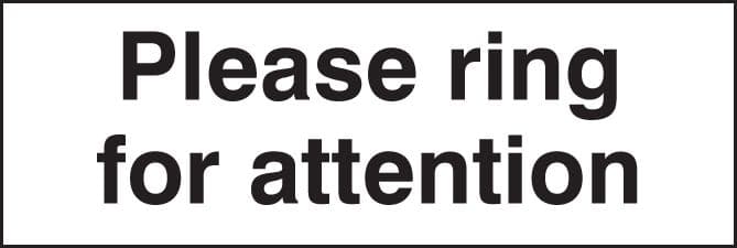 17013G Please ring for attention Rigid Plastic (300x100mm) Safety Sign