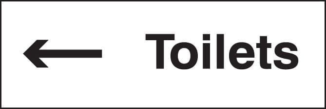 17051G Toilets arrow left Rigid Plastic (300x100mm) Safety Sign