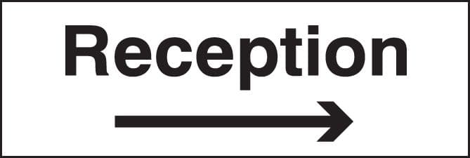 17070G Reception arrow right Rigid Plastic (300x100mm) Safety Sign