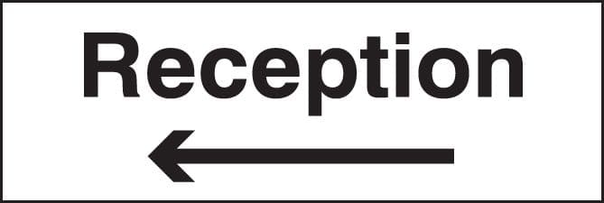 17074L Reception arrow left Rigid Plastic (450x150mm) Safety Sign