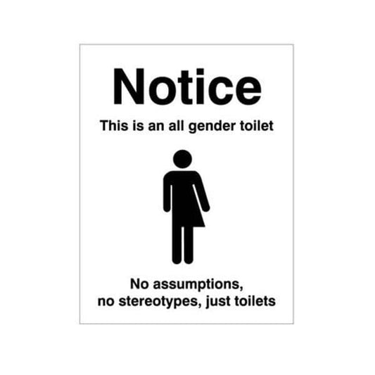 17095E Notice this is an all gender toilet sign - Rigid Plastic (200x150mm)
