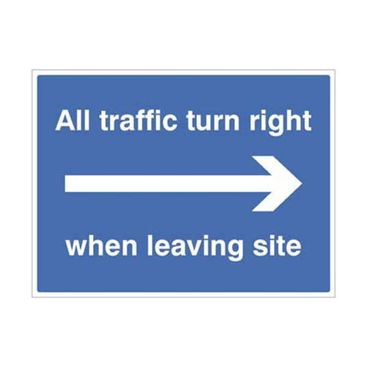 17500Q All traffic turn right when leaving site sign - Rigid Plastic (600x450mm)