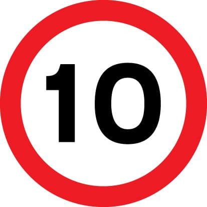 17502N 10 mph Rigid Plastic (400x400mm) Safety Sign