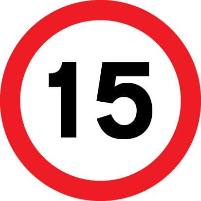 17503N 15 mph Rigid Plastic (400x400mm) Safety Sign